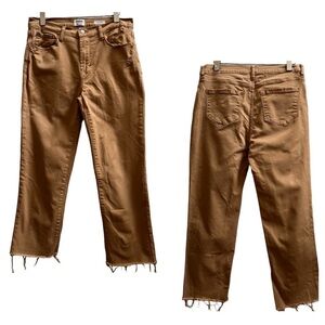 Kensie Vintage Luxe The Slim Slight Distressed Tan Brown Jean Size 10/30